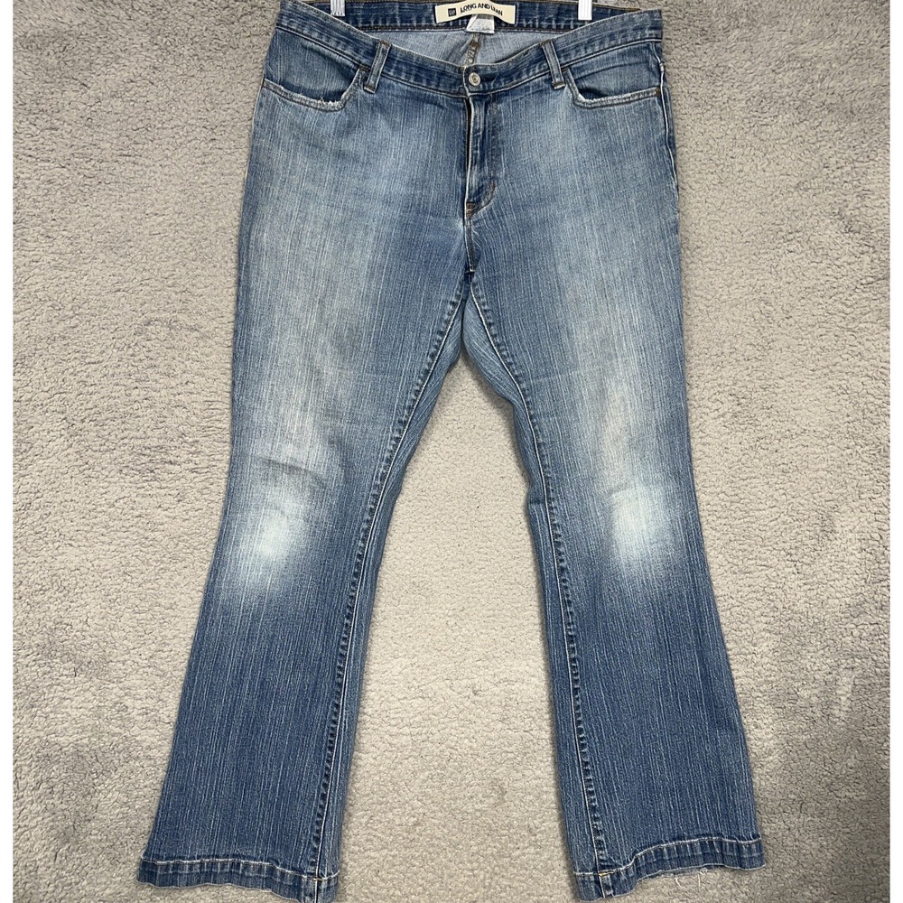 VTG GAP Jeans Women's 14R 36x31 Blue Light‎ Wash Long & Lean Stretch Bootcut Y2K